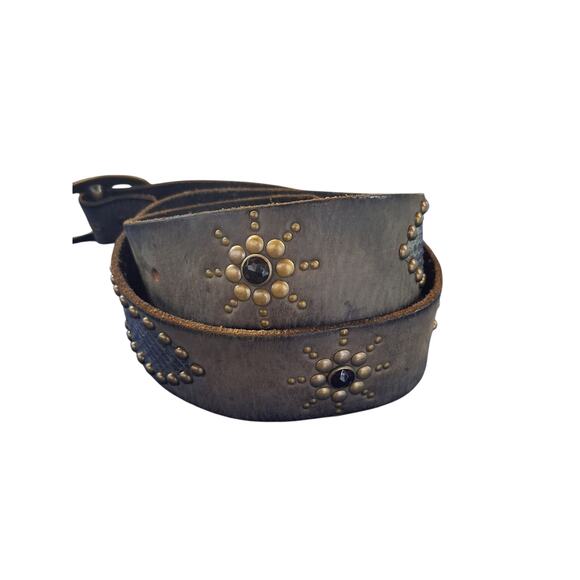 Y2K Linea Pelle Leather Women's size 36 Chunky 1½ Studded Boho Grungecore Belt - Picture 5 of 11